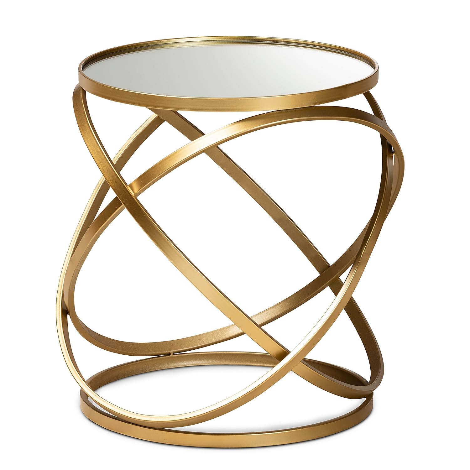 Baxton Studio Desma Glam and Luxe Gold Finished Metal and Mirrored Glass End Table Gold/Metal
